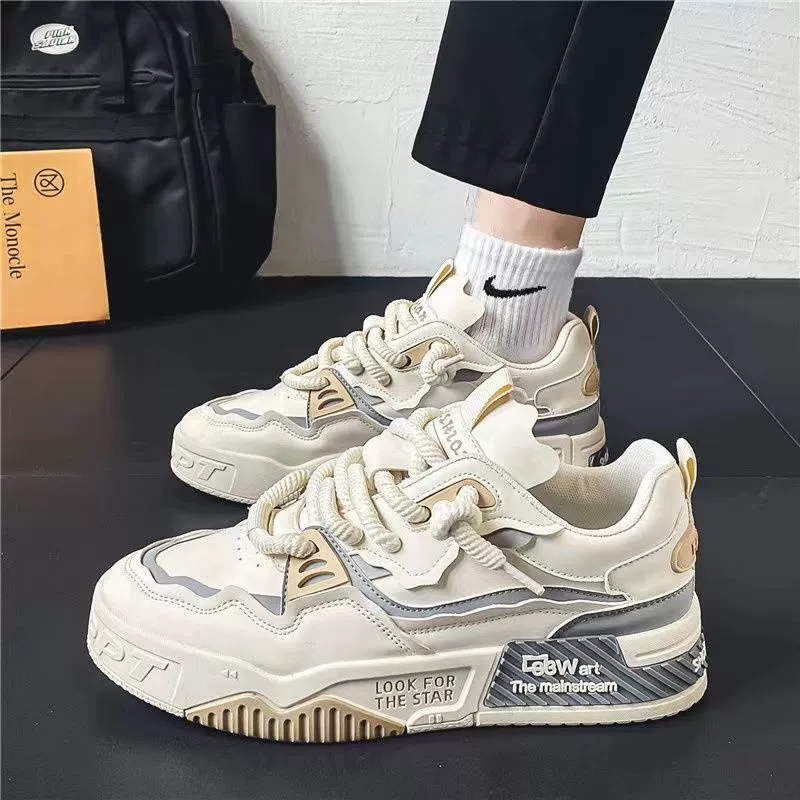 Sapatos Planos Chunky Trendy Masculino Inverno 2026, Sneakers Casuais Antiderrapantes para Adolescentes