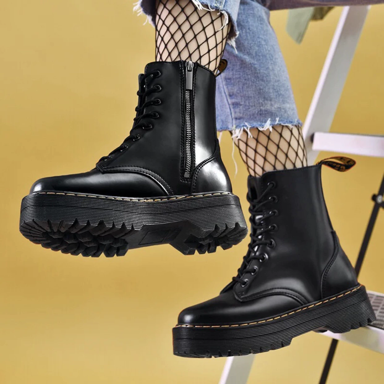 Women's Jadon Summer Thick Sole Short Boots, 8-Hole Platform Boots College Style