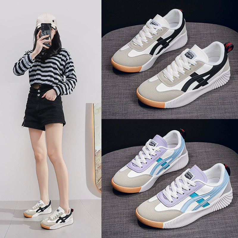 Sommer Koreanischer Style Flache Weiße Sneaker für Damen, Atmungsaktive Freizeit Student Laufschuhe