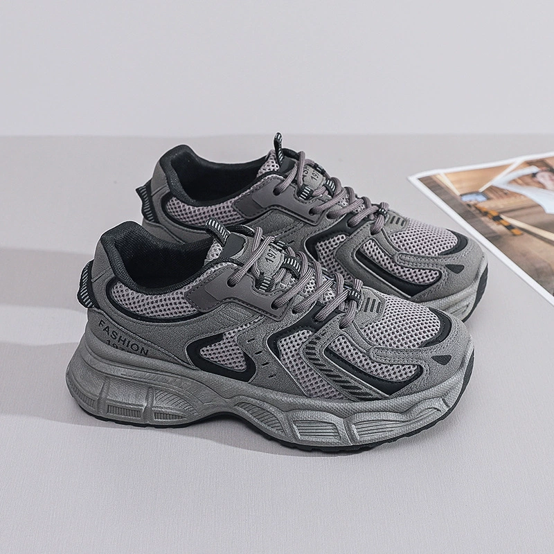 2024 Frühling Herbst Damen Dad Sneaker, Koreanischer Style Dicke Sohle Höhenverstellbar Atmungsaktive Laufschuhe
