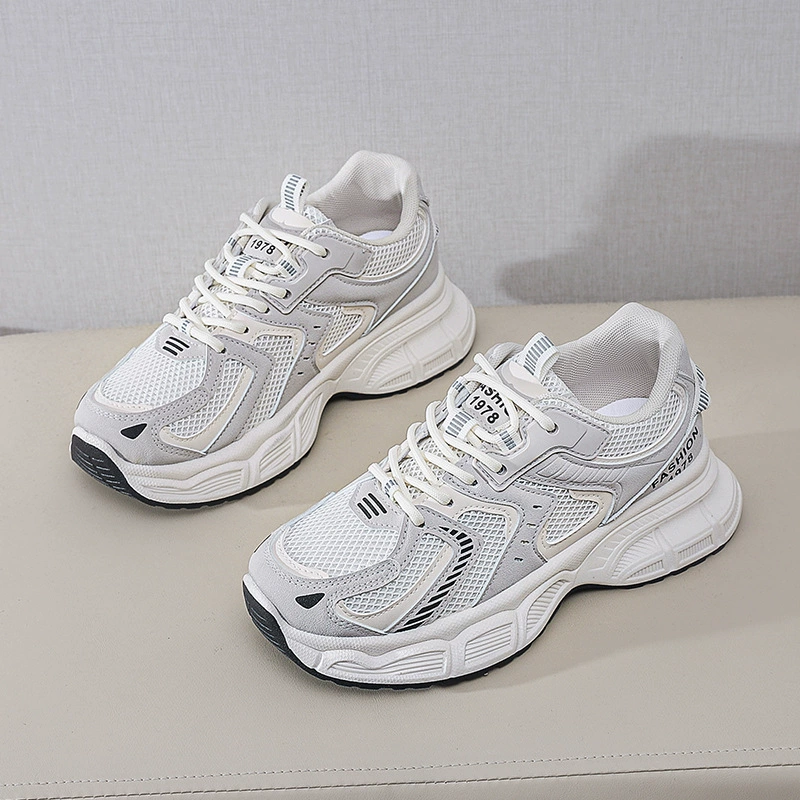 2024 Frühling Herbst Damen Dad Sneaker, Koreanischer Style Dicke Sohle Höhenverstellbar Freizeit Atmungsaktive Schuhe