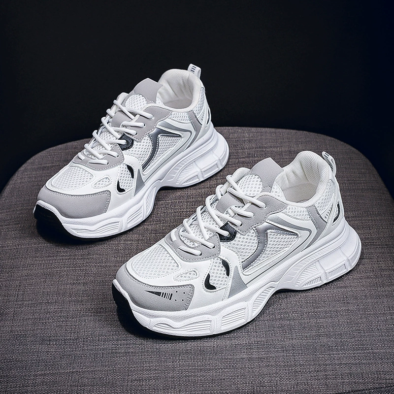 2025 Frühling Damen Atmungsaktive Mesh Dad Sneaker, Koreanischer Style Dicke Sohle Freizeit Laufschuhe