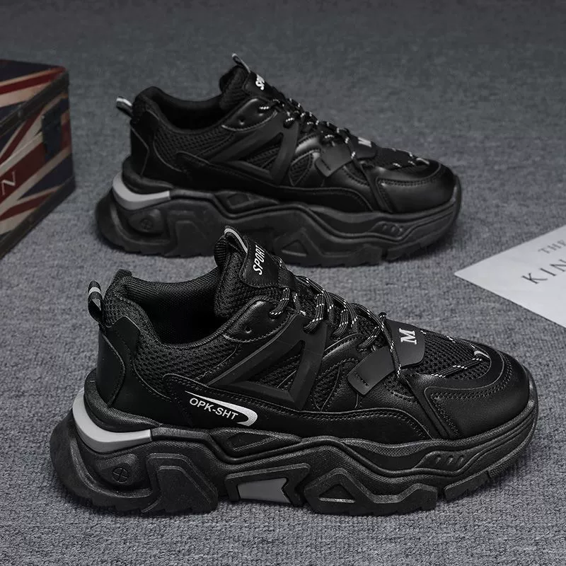 Zapatos de Malla Running para Adolescentes Invierno Negro Guerrero Zapatos de Padre Elevadores