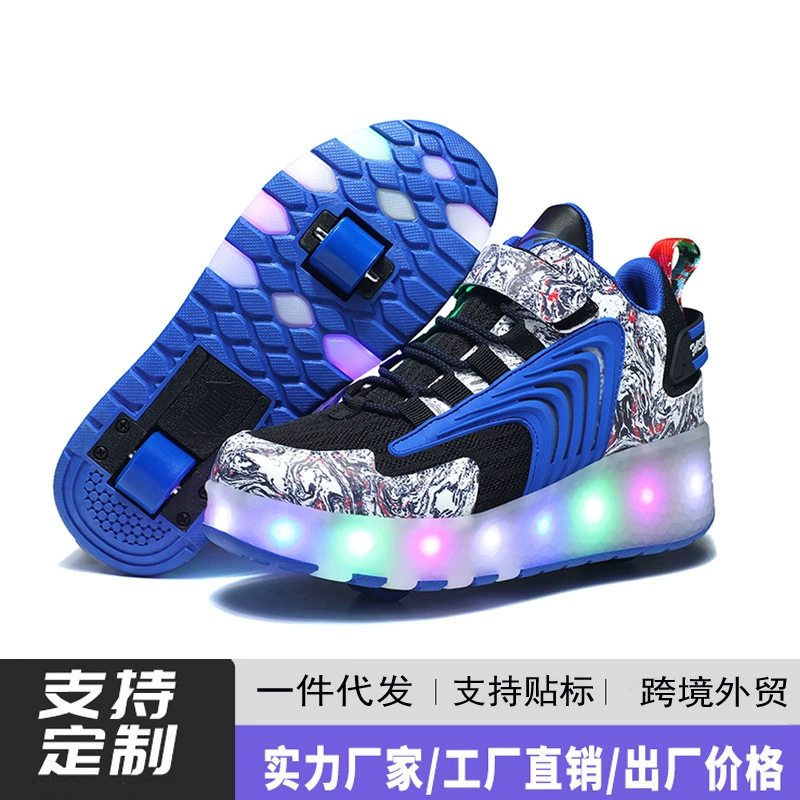 Export Heelys Boys Roller Shoes Light-Up LED Student Skate Shoes Outdoor Sports Kids Fashion
