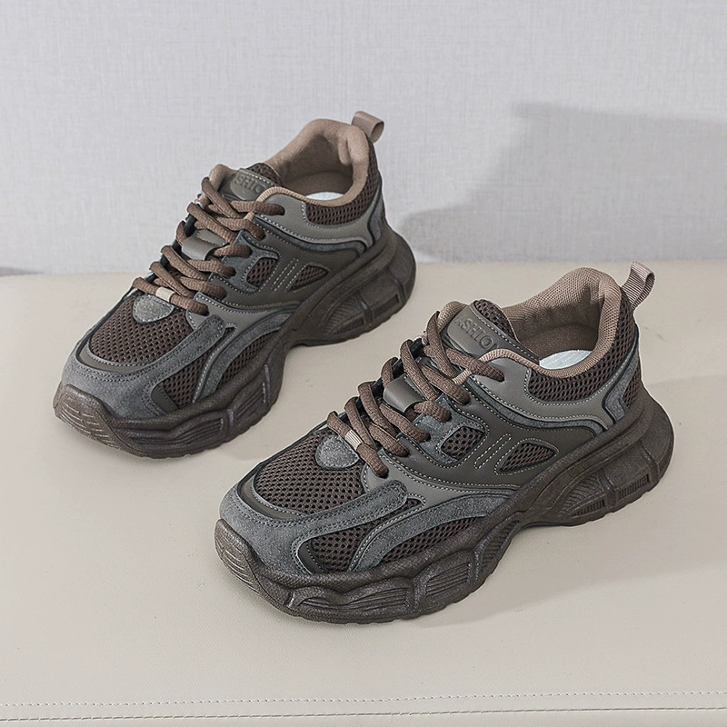 2024 Herbst Trendy Schwarze Dad Sneaker für Damen, Rutschfest Lauf Freizeitschuhe