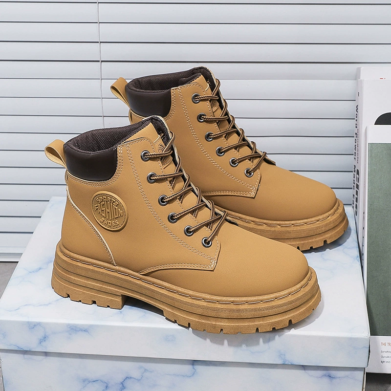Herbst Damen High Top Martin Boots, Britischer Style Kurze Stiefel Koreanische Dicke Sohle Freizeit Schneestiefel