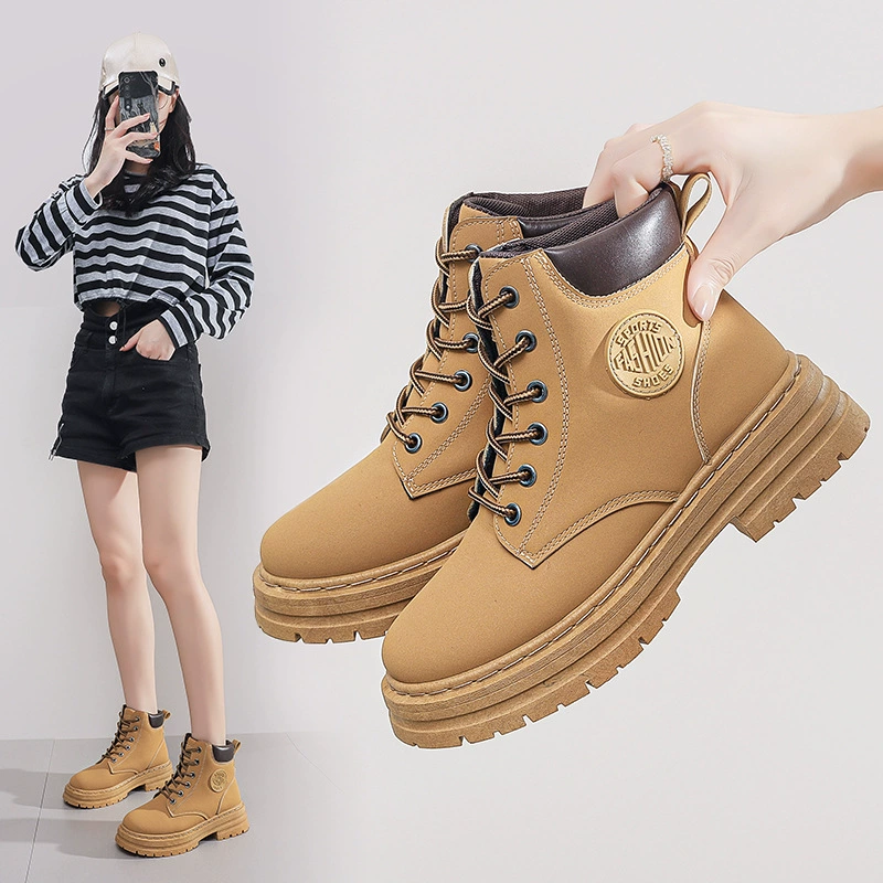 2024 Herbst Damen High Top Martin Boots, Britischer Style Kurze Stiefel Koreanische Dicke Sohle Freizeit Boots