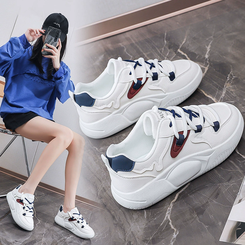 2024 Herbst Weiße Sneaker für Damen Koreanischer Stil Plateausohle Freizeitschuhe K8636