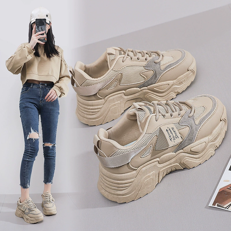 Koreanischer Stil Chunky Sneaker für Damen 2025 Frühling Student Freizeit-Walking-Schuhe K819