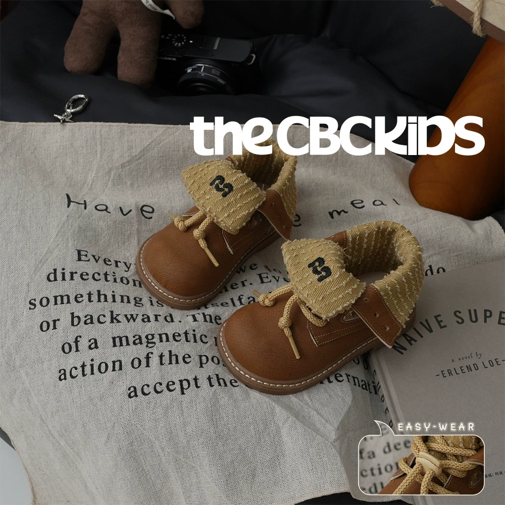 XSHX Botas de cuero vintage Old Money Muse para niños y niñas, cuello vuelto, botas Martin 247009