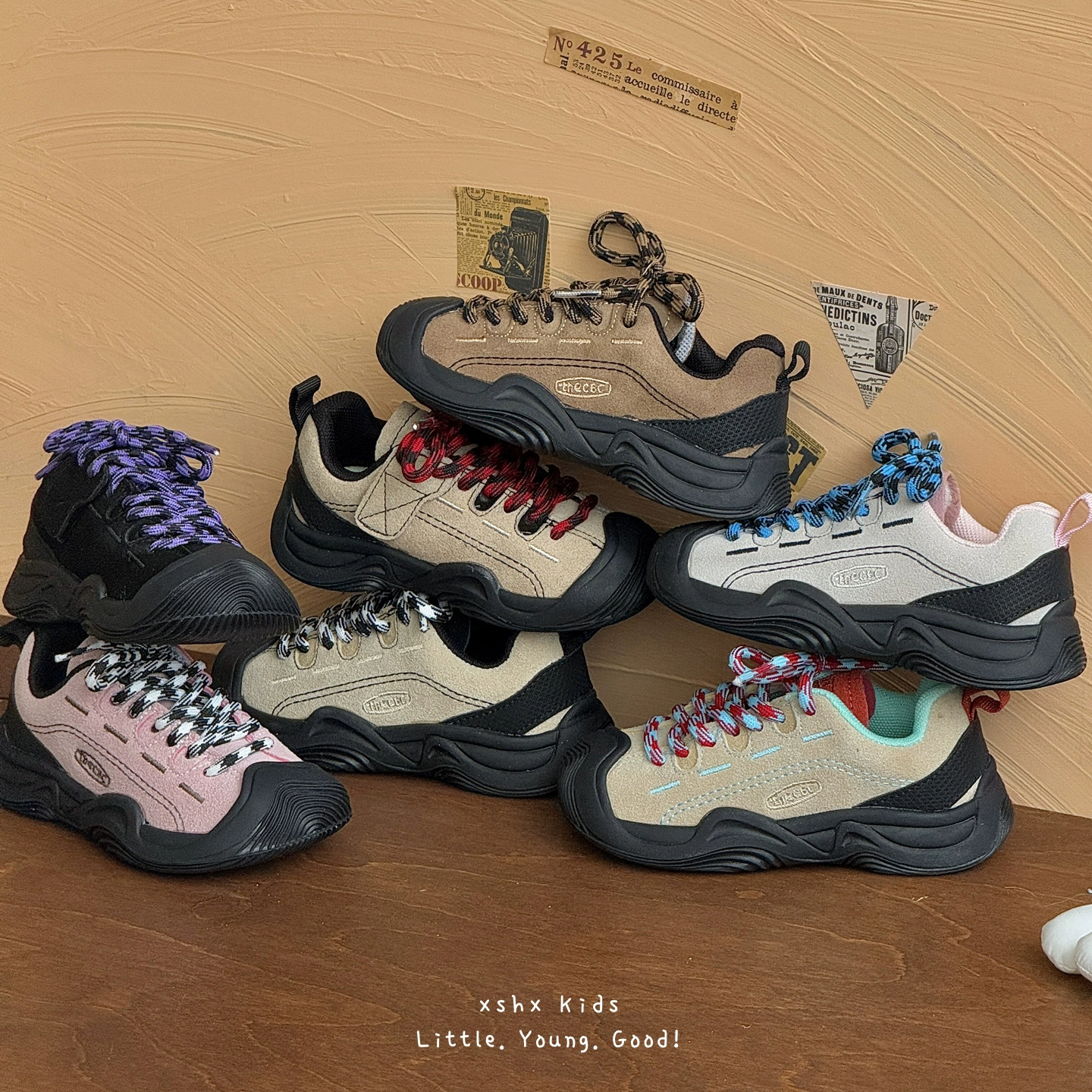 XSHX Zapatos funcionales para exteriores Wilderness Mountain para niños, suela de caucho, soporte de dedos, velcro, ante de vaca