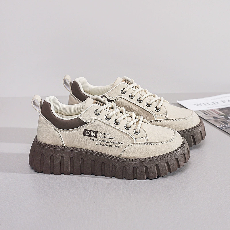2024 Herbst Weiße Sneaker Koreanischer Stil Plateausohle Freizeitschuhe für Damen XQ229
