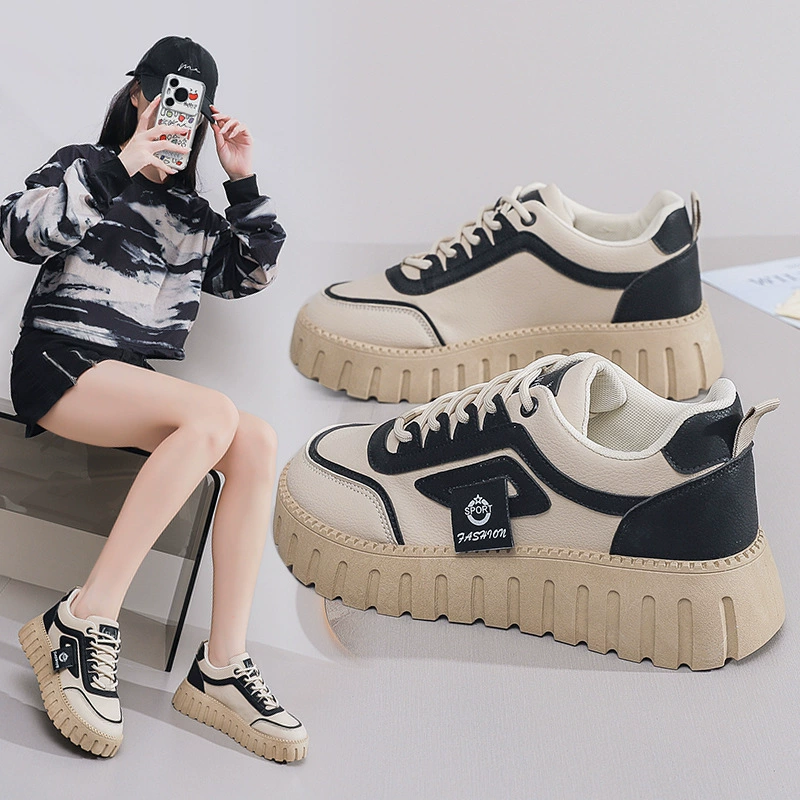 2025 Herbst Weiße Sneaker Koreanischer Stil Plateausohle Freizeitschuhe für Damen