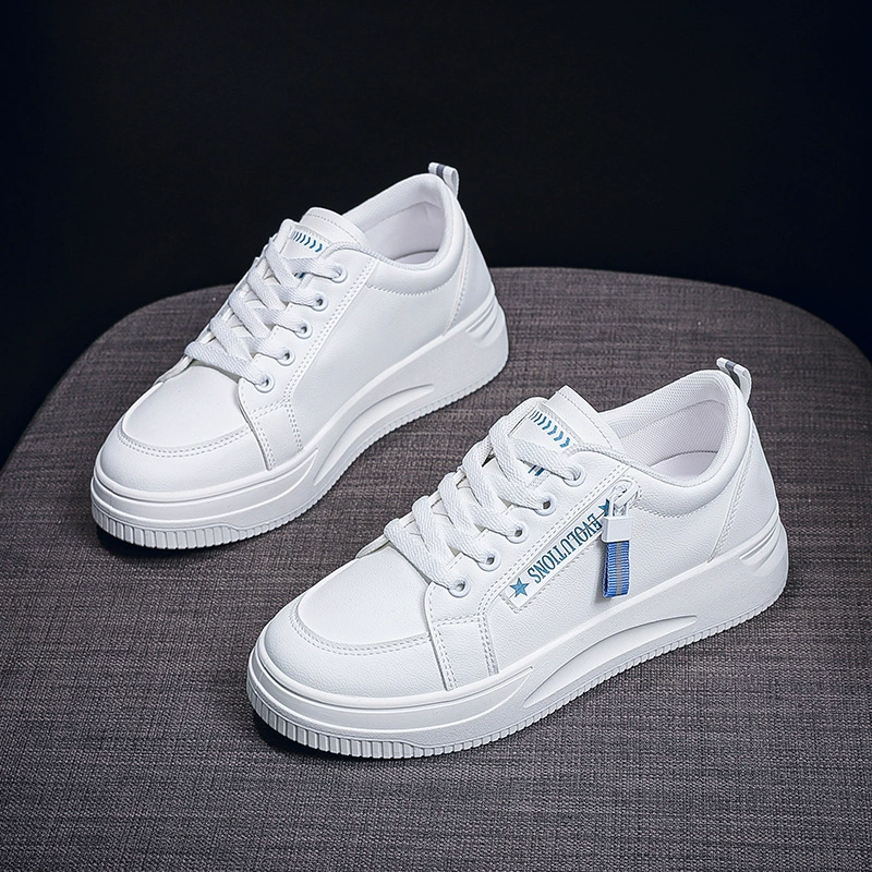Weiße Sneaker für Damen 2025 Frühling Koreanischer Stil Plateausohle Freizeitschuhe QR661