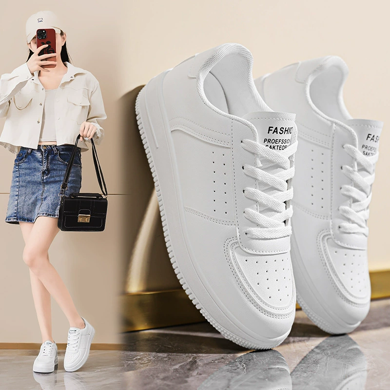 Automne 2024 nouvelles chaussures de sport blanches respirantes femme style coréen, semelle épaisse, décontractées