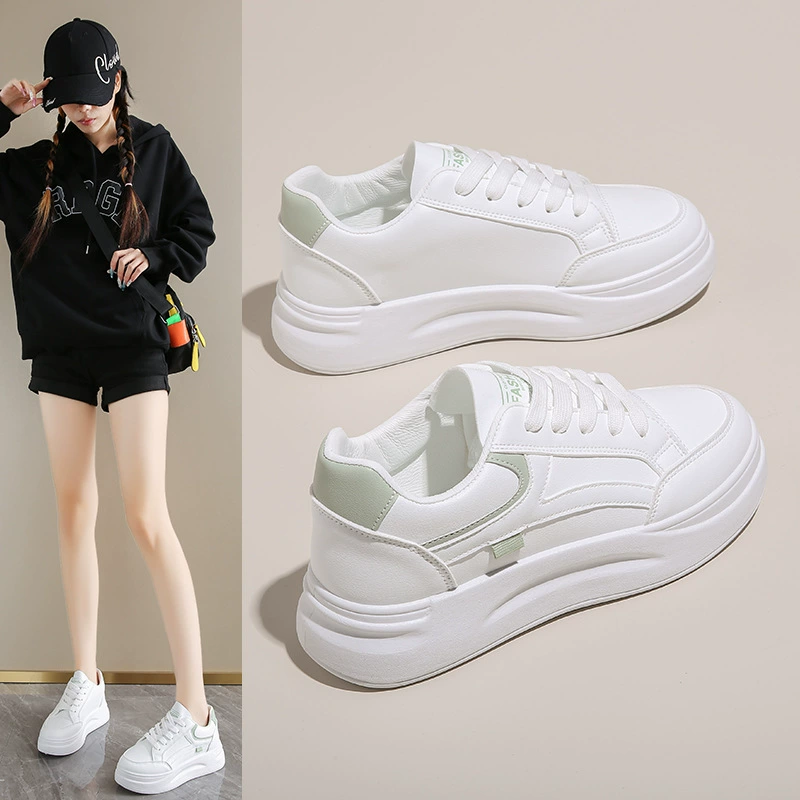 Baskets blanches pour femme, automne 2024, semelle épaisse, style coréen, chaussures étudiantes