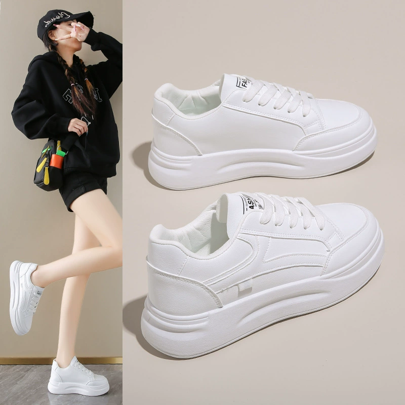 Baskets blanches pour femme, automne 2024, semelle épaisse, style coréen, chaussures étudiantes