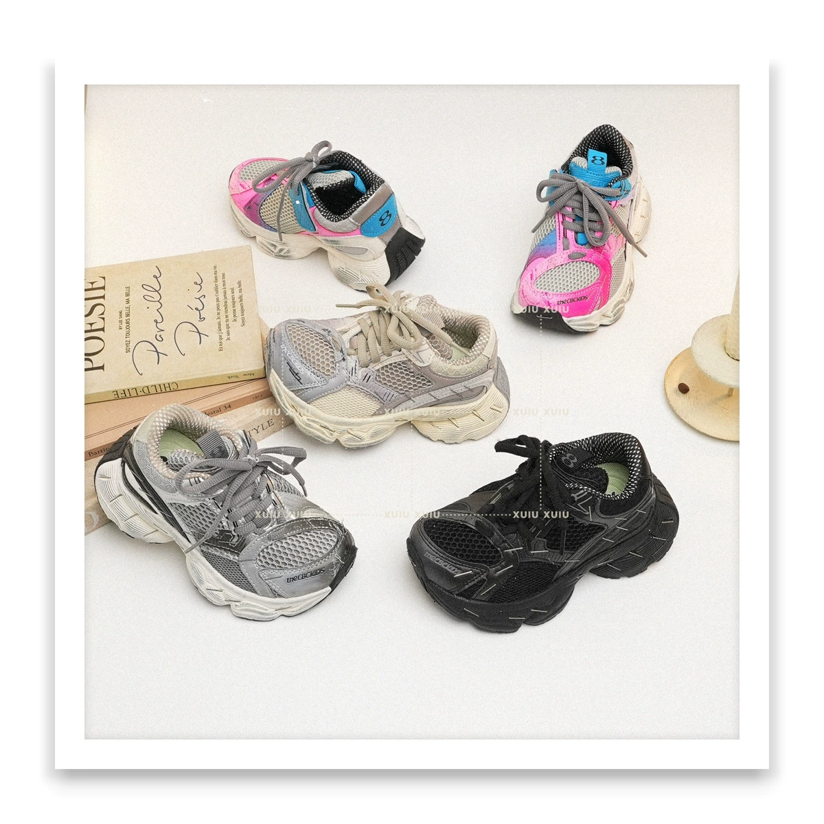 XSHX Zapatillas papá para niños, unisex, otoño invierno, velcro, padre-hijo, zapatos de Wenzhou