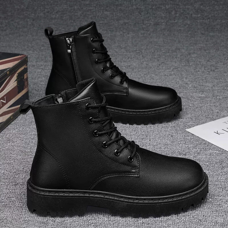 Chef Men's Winter Shoes Slip-Resistant Waterproof High-Top Leather Boots Kitchen Work
