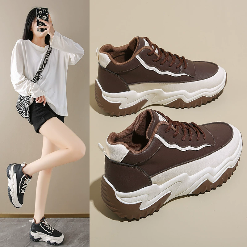 Chaussures montantes automne 2024 pour femme, style coréen, semelle épaisse, baskets papa NK803