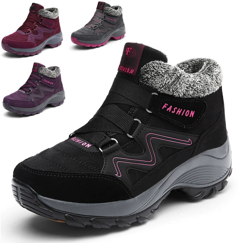 Drop Shipping Winter Cotton Shoes for Elderly Women Thick Sole Warm Snow Boots Plus Size