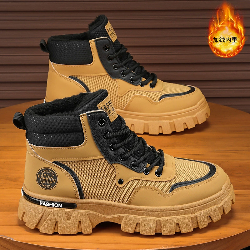 Men's Winter Shoes 2025 Martin Boots Fleece Lined Warm Fashion Versatile Work Shoes Non Slip Wear Resistant Men's Boots