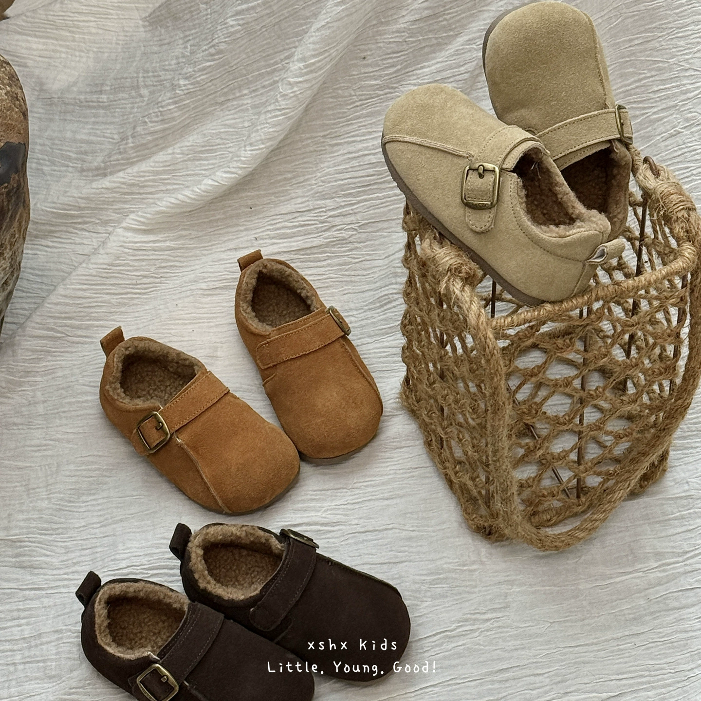 XSHX Zapatos casuales retro para niños, unisex, otoño, ante, velcro, suela fina