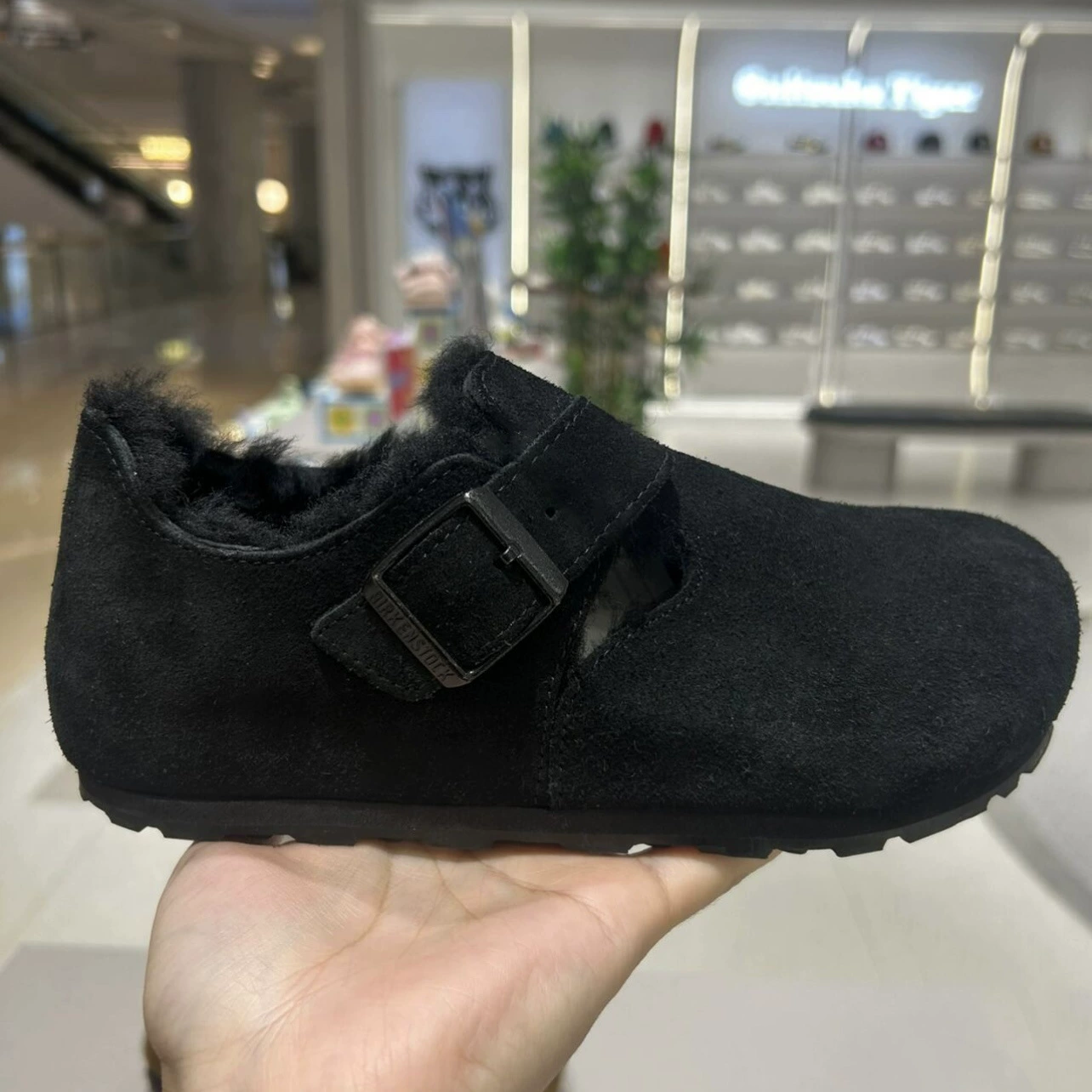 Pantoufles en coton doublées en polaire enveloppantes Birkenstock pour femme Automne Hiver, noires, chaudes, moelleuses