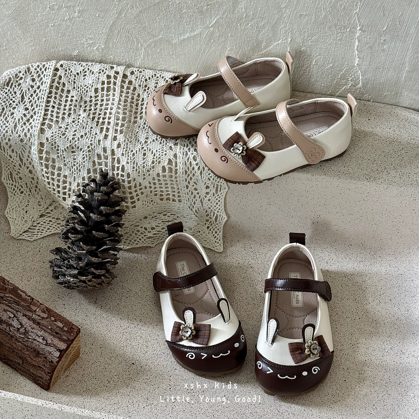 XSHX Mädchen Mary Jane Schuhe, Frühling Sommer, Klett, Gummisohle, Breite Zehe