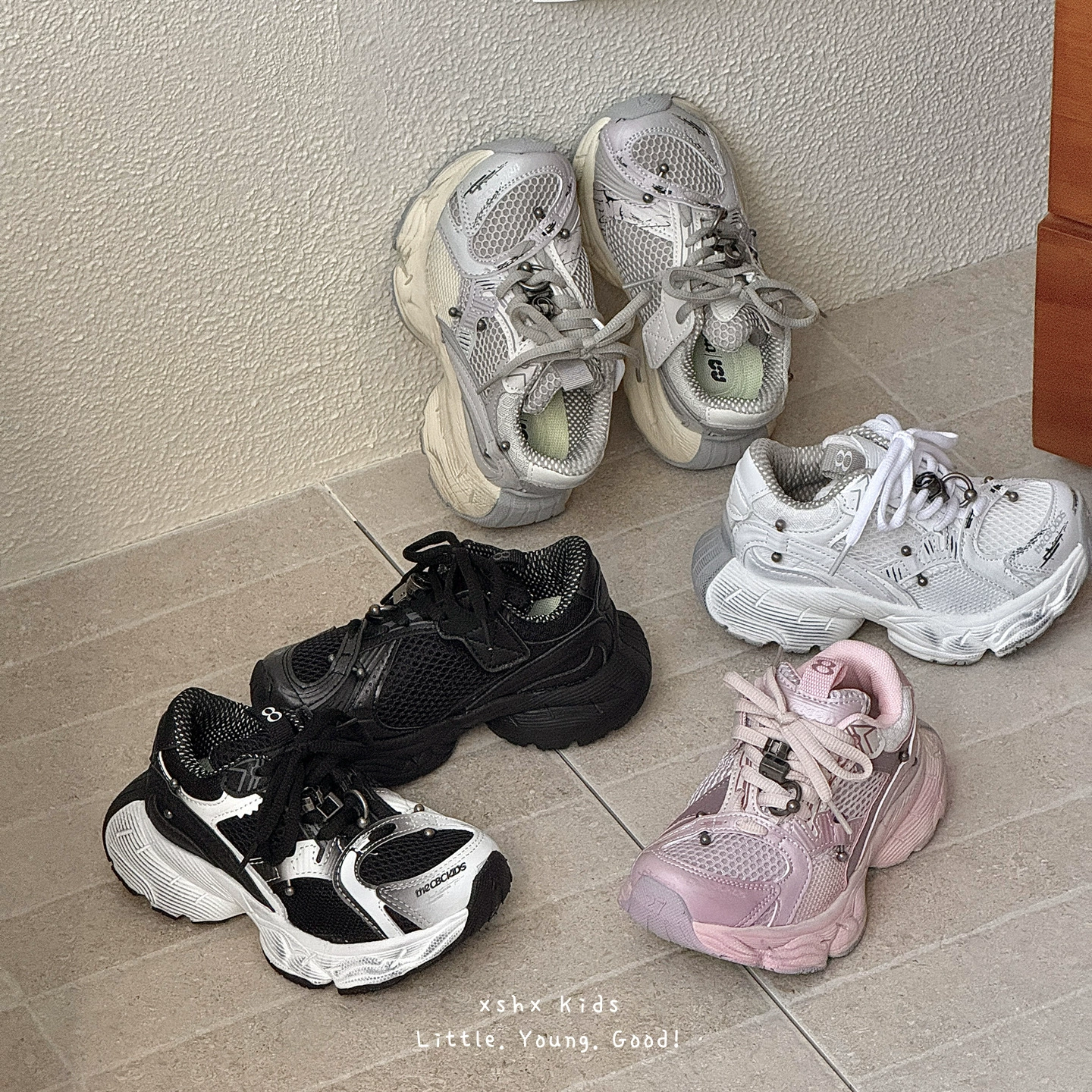 XSHX Kinder Dad Sneaker, Unisex, Klett, Schwerlast, Leicht, Eltern-Kind