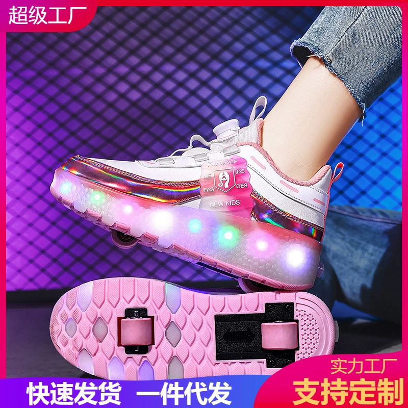 New Kids Light Up Shoes Hidden Retractable Wheels Roller Skates Girls Boys with Lights