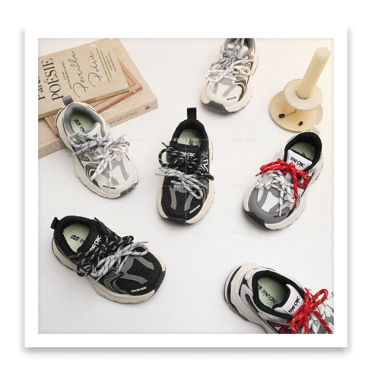 XSHX CleanFit American Retro Kinder-Sportschuhe, atmungsaktives Mesh für Frühling/Herbst