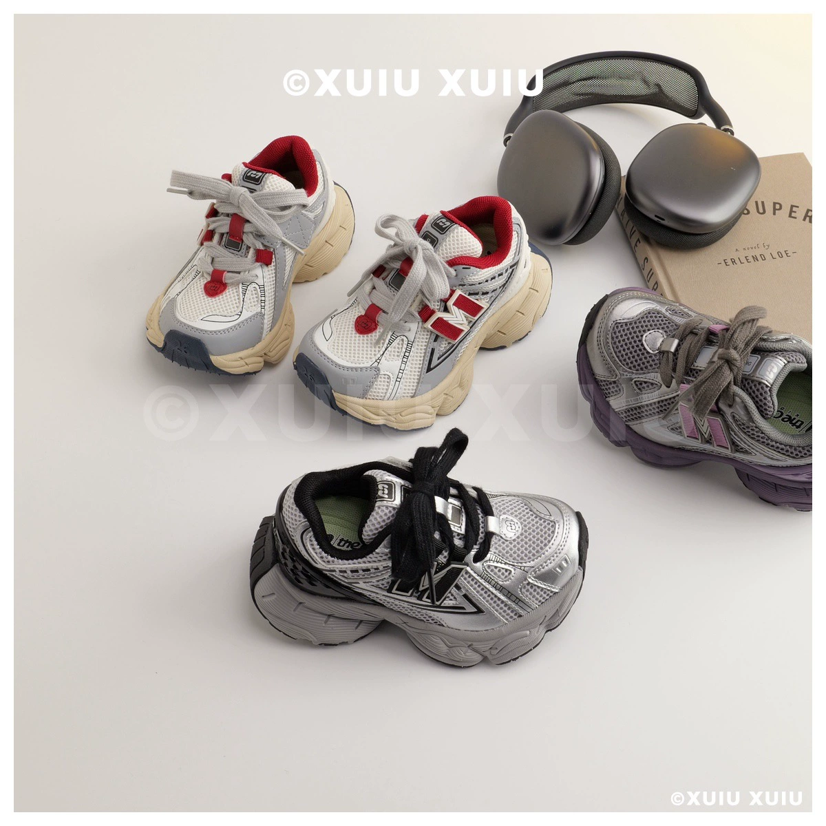 XSHX American Staple Retro Kinder-Chunky-Sneaker, Mesh für Jungen und Mädchen, Frühling/Herbst