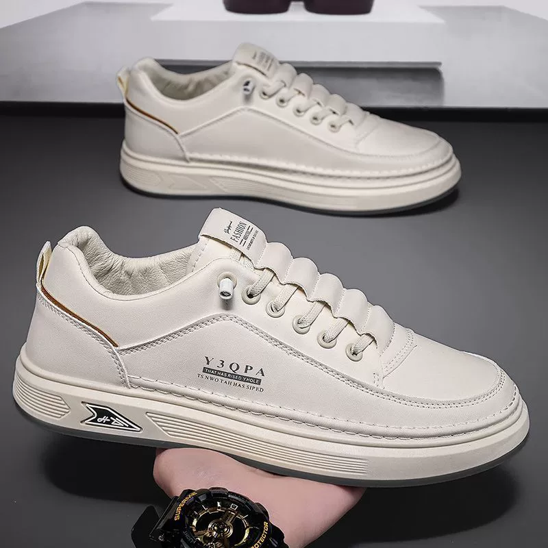 2026 Outono Sapatos Brancos Respiráveis Masculinos Novo Moda Sola Grossa Esportivos Casuais