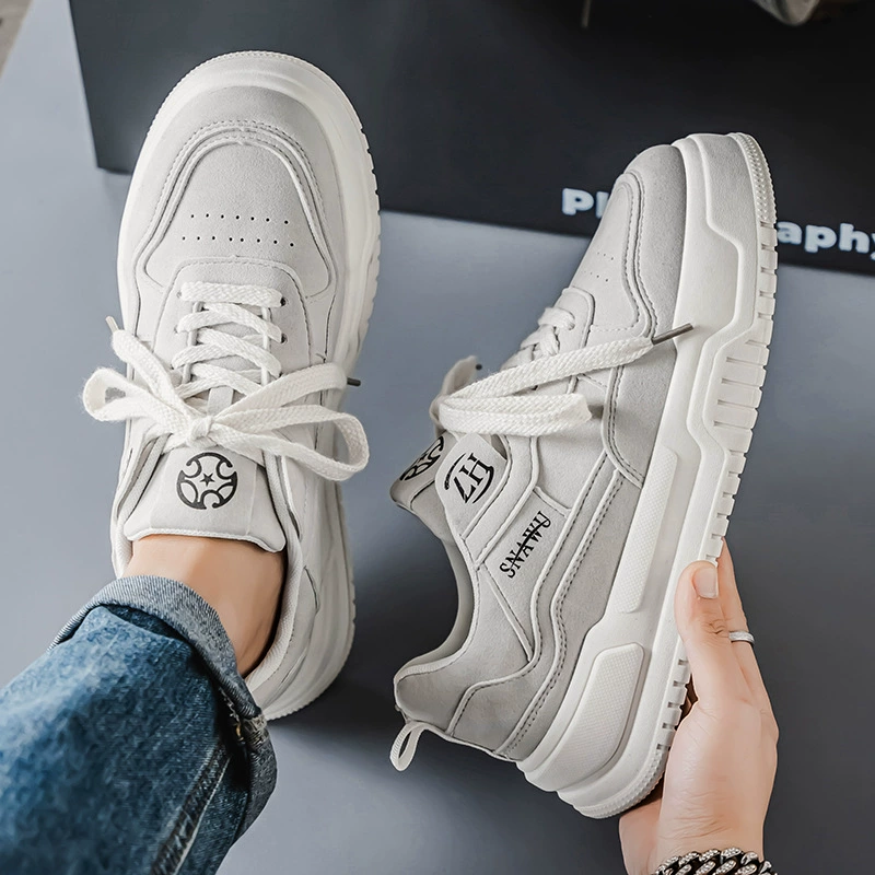 Men's Breathable Casual White Shoes, Thick Sole Trendy Sports Board Shoes Summer 2026