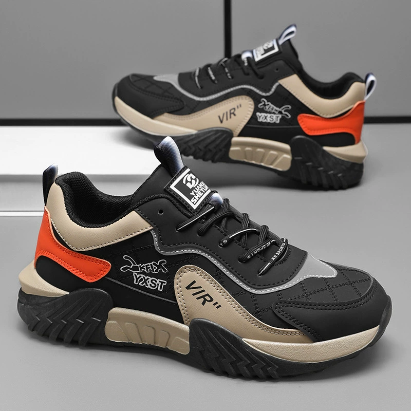 Men's Low Top Lace-Up Casual Sneakers, Comfortable Color Block Lightweight Spring 2026