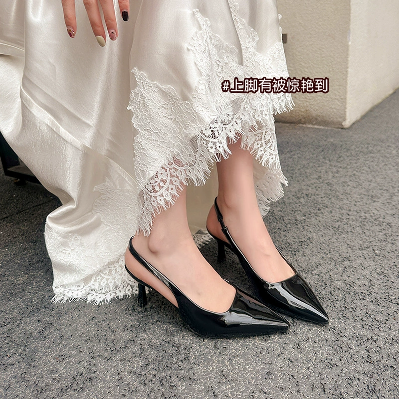 Elegant Pointed Toe Open Back Sandals for Women, French Kitten Heel Leopard Print