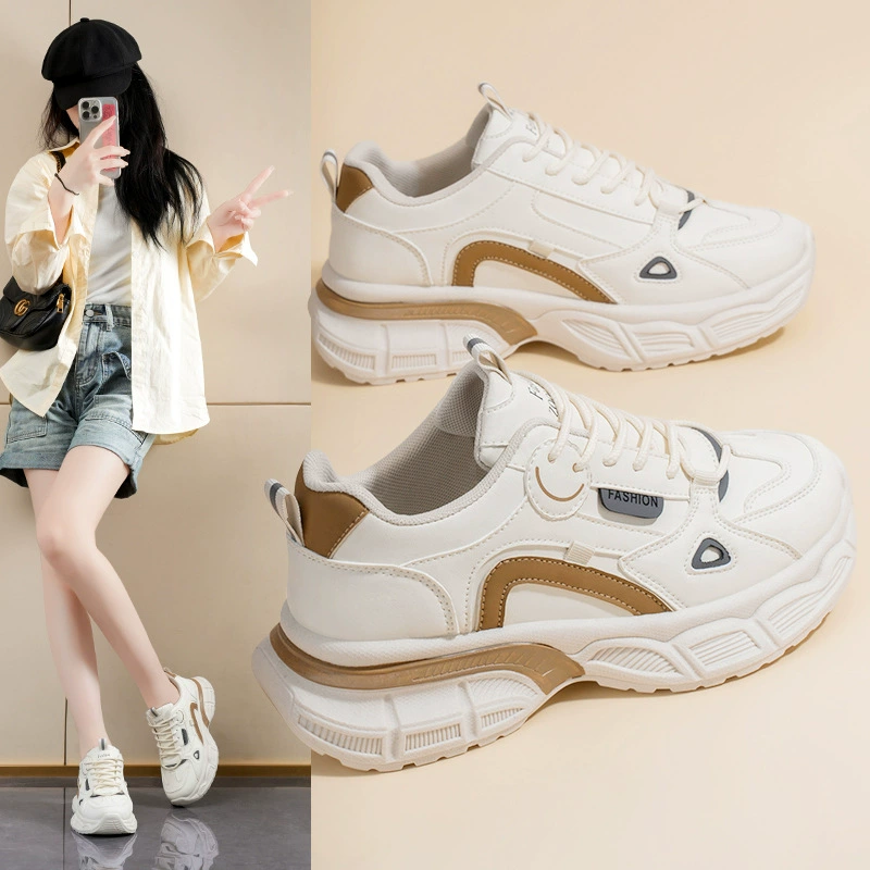 Zapatillas Blancas Transpirables Primavera 2025 para Mujer, Suela Gruesa Coreana, Zapatos Dad Casual Elevadores
