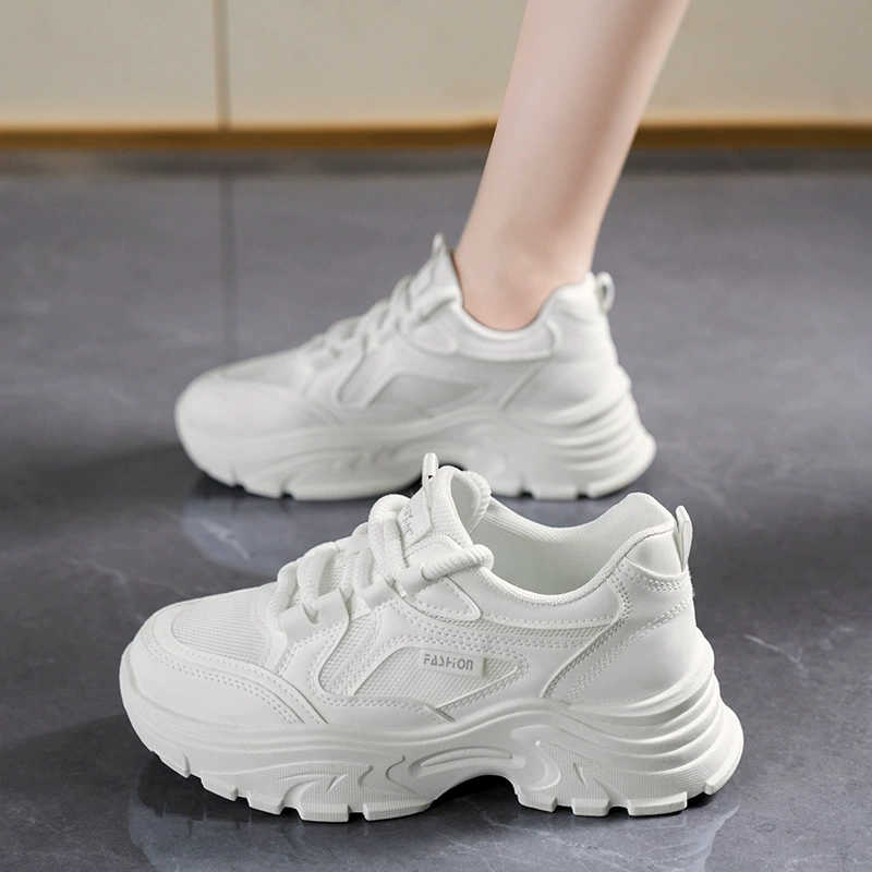 Zapatillas de Malla Transpirables Primavera para Mujer, Suela Gruesa Coreana, Zapatos Dad Casual
