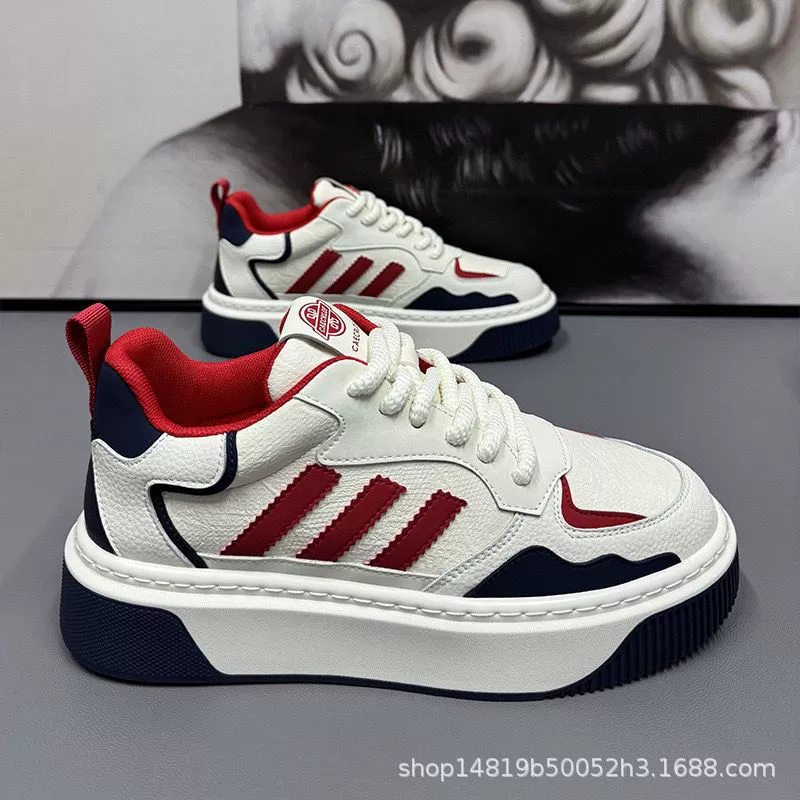 2026 Spring New Men's Casual Sports White Board Shoes Teen Casual Street Style Thick Sole
