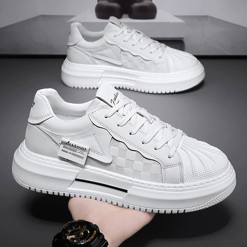Sapatos Branco Bico Reforçado Novo Inverno Masculino, Tênis Casuais Sola Grossa