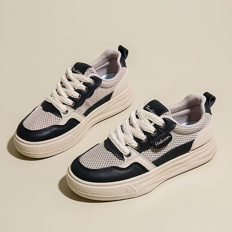 Zapatos de Lona Transpirables Verano 2025 para Mujer, Suela Gruesa Coreana, Zapatos Casual de Tabla Bajos