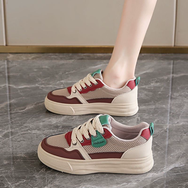 Zapatos de Lona Transpirables Verano 2025 para Mujer, Suela Gruesa Coreana, Zapatos Casual de Tabla Bajos