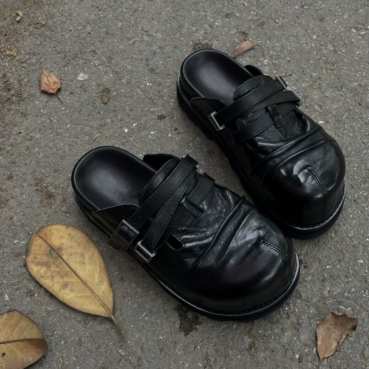 Vintage große Zehen Birkenstock-Schuhe Damen, 2025 Frühling-Herbst dicke Sohle lässige Halbpantoffeln Outdoor-faule Schuhe