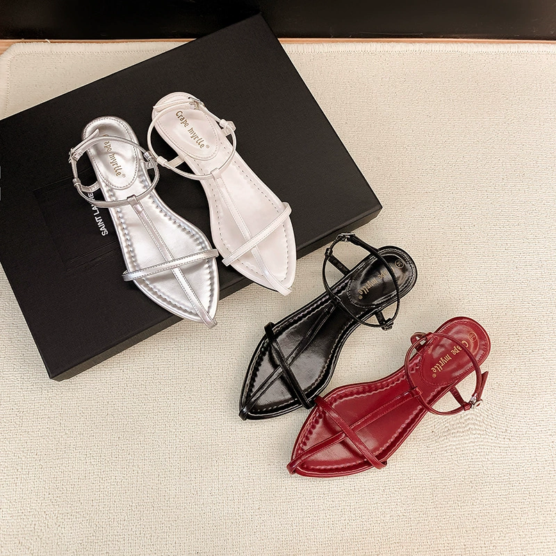 New Elegant Wedge Pointed Stiletto Sandals for Women, Open Toe Buckle Strap