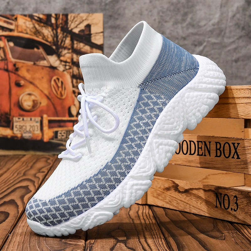 2025 Nouvelles chaussures de running en tricot pour homme, décontractées, voyage, légères, pointures 46 47, gros