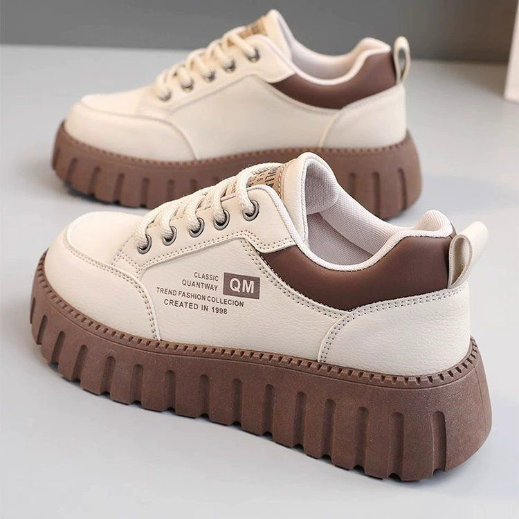 Zapatillas Blancas Transpirables Primavera 2025 para Mujer, Suela Gruesa Coreana, Zapatos Casual de Tabla