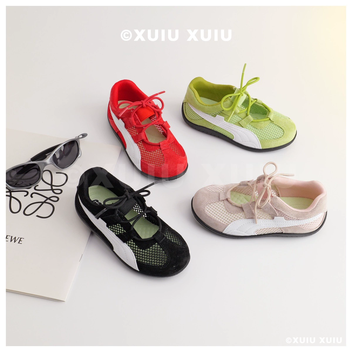 XSHX Racing Shoes Kids Mesh Ice Silk Breathable Summer Sneakers for Boys Girls