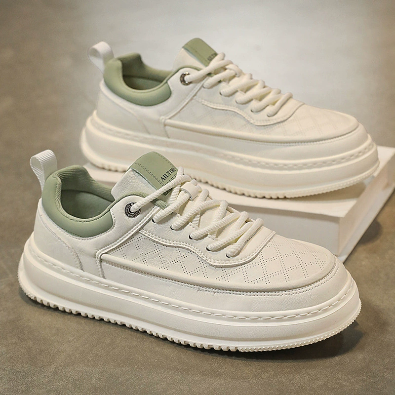 Zapatos casuales blancos ligeros y transpirables para hombre, primavera-invierno, zapatillas skate de suela gruesa