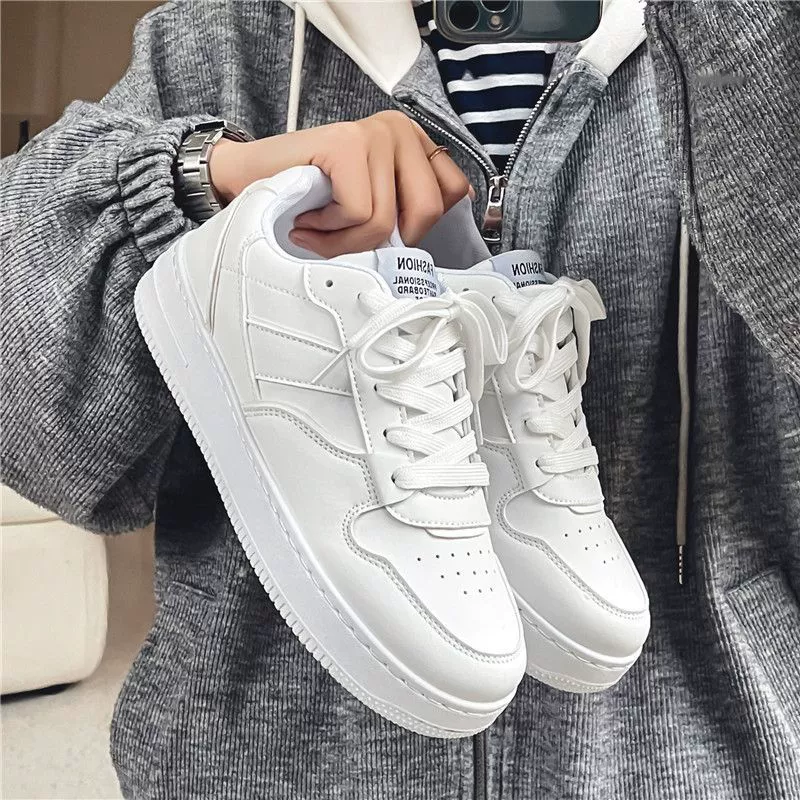 Zapatos de skate casuales blancos transpirables modernos para hombre, invierno, zapatillas blancas de alta gama